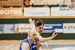 Basketball, Basketball Superliga 2023/24, Grundduchgang 2.Runde, Fürstenfeld Panthers, Oberwart Gunners, Sebastian Käferle (7), Felix Leindecker (6)
