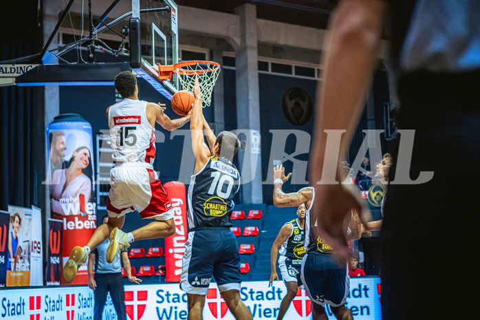 Basketball, Win2Day Superliga 2022/23, Grunddurchgang 1.Runde, Supercup, BC GGMT Vienna, Gmunden Swans, Khalid Thomas (15), Toni Blazan (10)