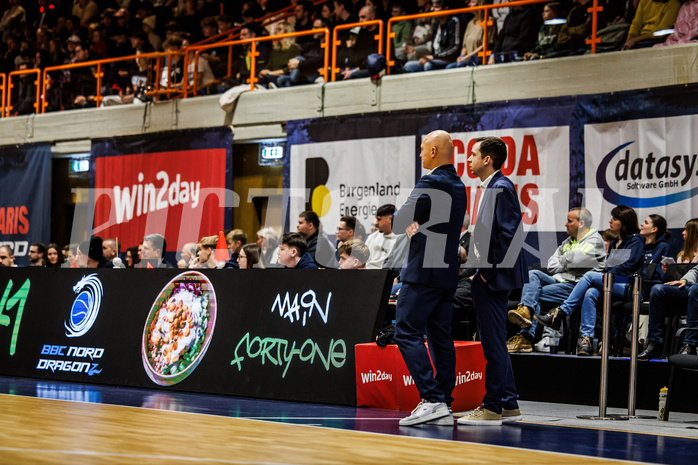 Basketball, win2day Basketball Superliga 2024/25, Grunddurchgang Runde 15, BBC Nord Dragonz, Kapfenberg Bulls, Klym Artamanov (Coach)