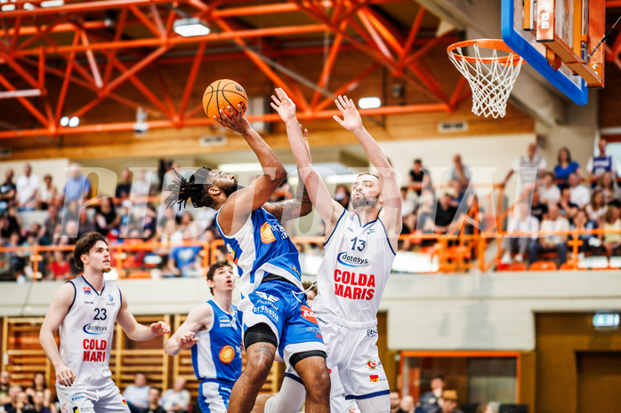 Basketball, win2day Basketball Superliga 2023/224, 09. Qualifikationsrunde, BBC Nord Dragonz, Oberwart Gunners, Shaquille Rombley (5)