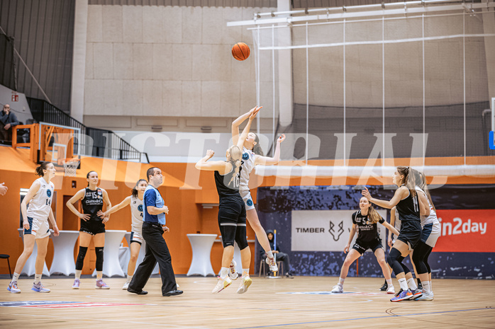Basketball, Win2Day Basketball Damen Superliga 2022/23, Grunddurchgang 13.Runde, Vienna Timberwolves, Basket Flames, Zlatka Madankova (16), Mira Eulering (7)