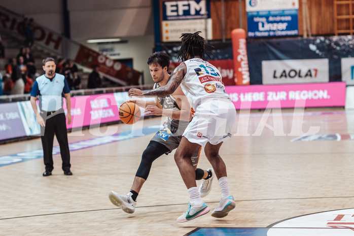 Basketball, Basketball Superliga 2023/24, Grunddurchgang 20.Runde, Oberwart Gunners, Klosterneuburg Dukes, Duje Dukan (23), Kris Monroe (13)