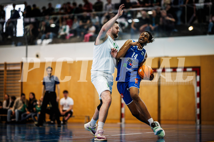 Basketball, Basketball Zweite Liga 2024/25, Viertelfinale Spiel 2, UDW Alligators, Kufstein Towers, Matej Drgon (12), Arthur Noba (14)