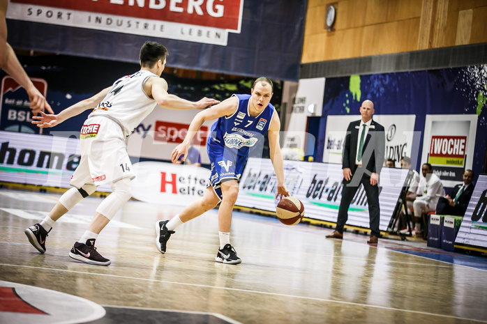 Basketball, bet-at-home Basketball Superliga 2020/21, Platzierungsrunde 9.Runde, Kapfenberg Bulls, Oberwart Gunners, Sebastian Käferle (7)