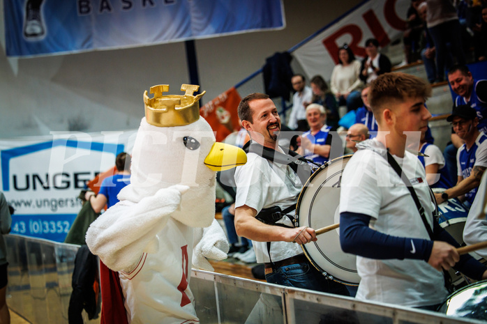 Basketball, Basketball Austria Cup 2022/23, Halbfinale 1, Oberwart Gunners, Gmunden Swans, #mascot