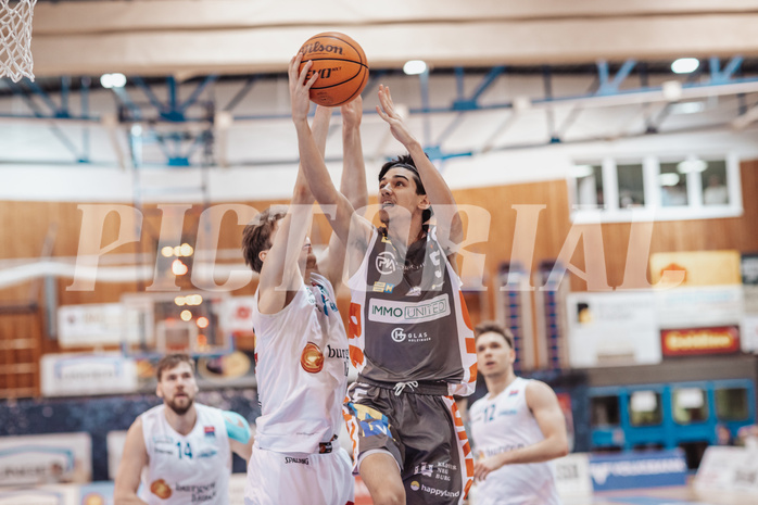 Basketball, Basketball Superliga 2023/24, Grunddurchgang 20.Runde, Oberwart Gunners, Klosterneuburg Dukes, Florian Koeppel (8), Nico Zeleznik (5)