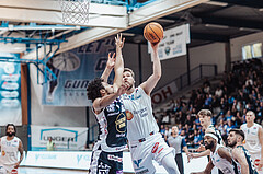 Basketball, Basketball Superliga 2023/24 , VF 2, Oberwart Gunners, Gmunden Swans, Patrick Emilien (15), Daniel Koeppel (14)