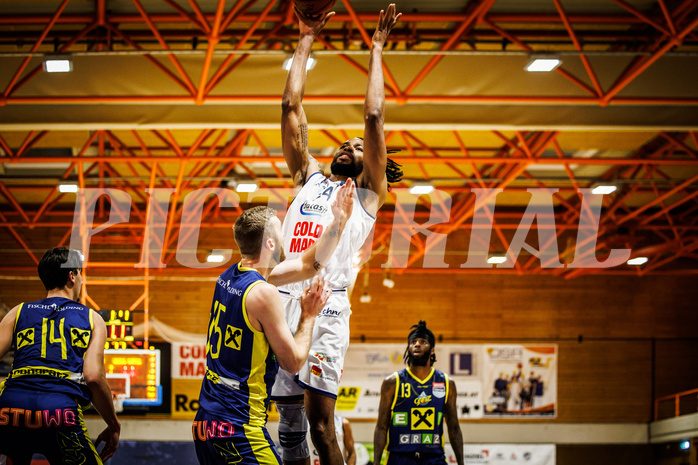 Basketball, win2day Basketball Superliga 2022/23, Grunddurchgang Runde 21, BBC Nord Dragonz, UBSC Graz, Aristide Boya (24)
