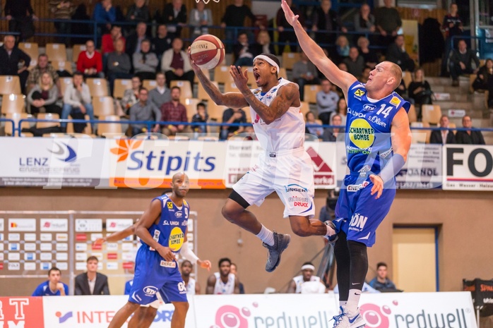 Basketball, ABL 2016/17, Grunddurchgang 15.Runde, Oberwart Gunners, Gmunden Swans, Derek Jackson Jr. (6), Tilo Klette (14)