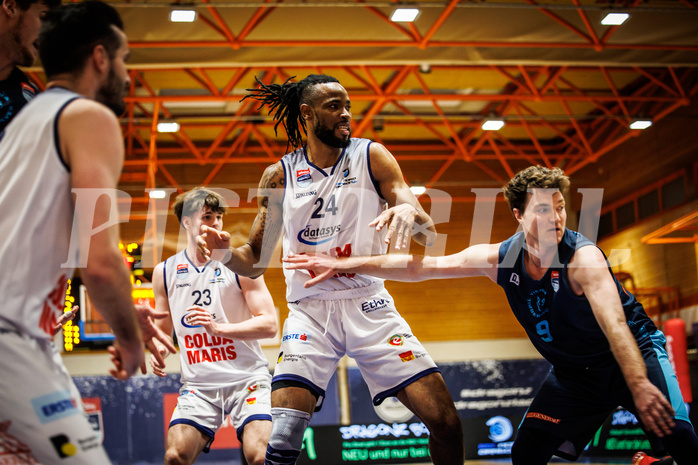 Basketball, win2day Basketball Superliga 2022/23, Grunddurchgang Runde 18, BBC Nord Dragonz, Vienna DC Timberwolves, Aristide Boya (24)