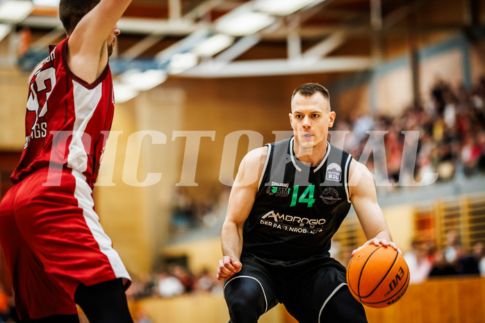Basketball, Basketball Zweite Liga 2023/24, Playoff, Finale Spiel 1, Mistelbach Mustangs, Union Deutsch Wagram Aligators, Branislav Balvan (14) Basketball, Basketball Zweite Liga 2023/24, Playoff, Finale Spiel 1, Mistelbach Mustangs, Union Deutsch Wagram Aligators, Branislav Balvan (14)