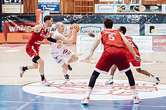 Basketball, Basketball Superliga 2023/24, Gunddurchgang 7. Runde, Oberwart Gunners, BC Vienna, Davor Konjevic (31), Sebastian Kaeferle (7)