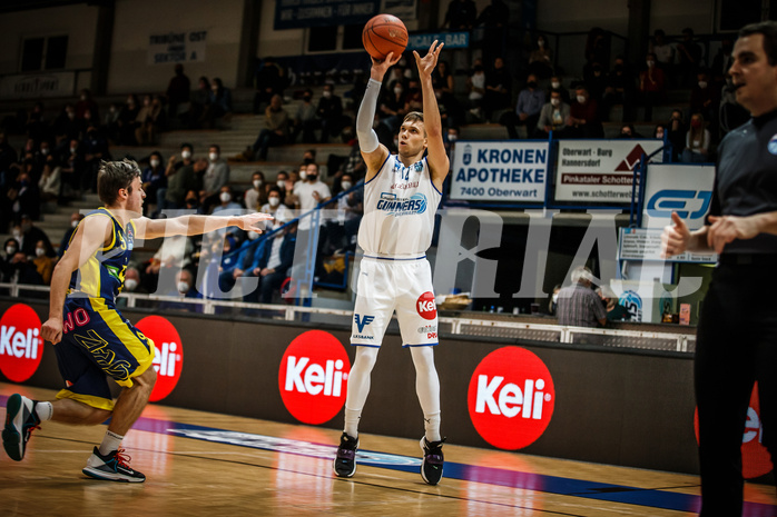 Basketball, bet-at-home Basketball Superliga 2021/22, Grunddurchgang Runde 12, Oberwart Gunners, UBSC Graz, Jonathan Knessl (12)