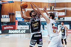 Basketball, Basketball Superliga 2023/24, Grunddurchgang 19.Runde, Oberwart Gunners, Gmunden Swans, Patrick Emilien (15), Daniel Koeppel (14)