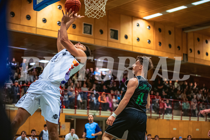 Basketball, Basketball Zweite Liga 2022/23, Grunddurchgang 19.Runde, Vienna United, UDW Alligators, Noah Oguamalam (23)
