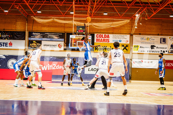 Basketball, win2day Basketball Superliga 2023/224, Grunddurchgang Runde 16, BBC Nord Dragonz, Oberwart Gunners, #jumpball