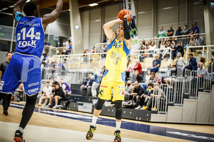 Basketball, bet-at-home Basketball Superliga 2021/22, Platzierungsrunde 9.Runde, SKN St. Pölten Basketball, Oberwart Gunners, Mate Mandic (55)