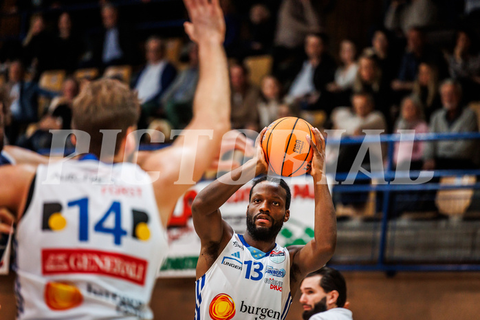 Basketball, win2day Basketball Superliga 2024/25, Grunddurchgang Runde 19, Oberwart Gunners, BBC Nord Dragonz, Quincy Diggs (13)
