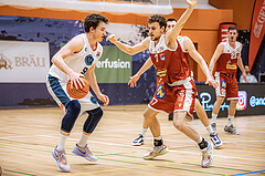 Basketball, Win2Day Superliga 2022/23, 5. Qualifikationsrunde, Vienna Timberwolves, Traiskirchen Lions, Philipp D’Angelo (9), Jonas Winkler (17)