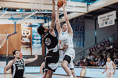 Basketball, Basketball Superliga 2023/24 , Qualifikationsrunde 10, Oberwart Gunners, Kapfenberg Bulls, Urald King (20), Edi Patekar (9)
