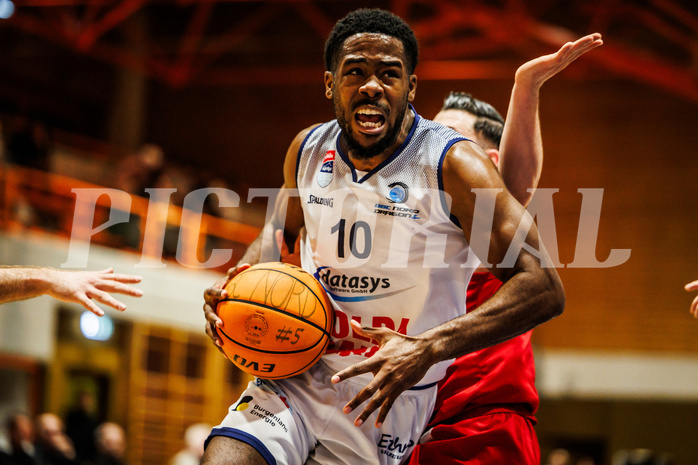 Basketball, win2day Basketball Superliga 2023/224, Grunddurchgang Runde 22, BBC Nord Dragonz, BC Vienna, Austen Awosika (10)