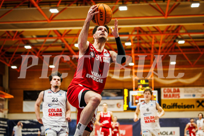 Basketball, win2day Basketball Superliga 2023/224, Grunddurchgang Runde 22, BBC Nord Dragonz, BC Vienna, Davor Konjevic (31)