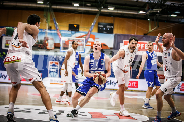 Basketball, bet-at-home Basketball Superliga 2020/21, Platzierungsrunde 9.Runde, Kapfenberg Bulls, Oberwart Gunners, Sebastian Käferle (7)