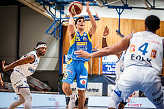 Basketball, bet-at-home Basketball Superliga 2020/21, Grunddurchgang, 6. Runde, Oberwart Gunners, SKN St. Pölten Basketball, Kostas Oikonomopouluos (25)