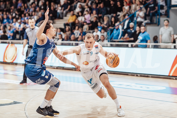 Basketball, Basketball Superliga 2023/24 , Qualifikationsrunde 4, Oberwart Gunners, BBC Nord Dragonz, Tyler Stewart (4), Edi Patekar (9)