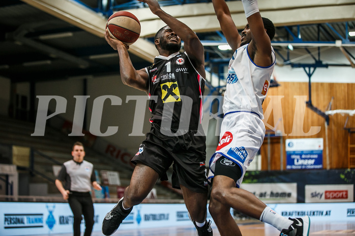 Basketball, bet-at-home Basketball Superliga 2020/21, Platzierungsrunde, 5. Runde, Oberwart Gunners, Flyers Wels, Austen Awosika (1)