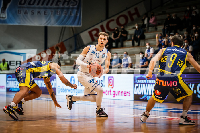 Basketball, bet-at-home Basketball Superliga 2021/22, Grunddurchgang Runde 12, Oberwart Gunners, UBSC Graz, Jonathan Knessl (12)