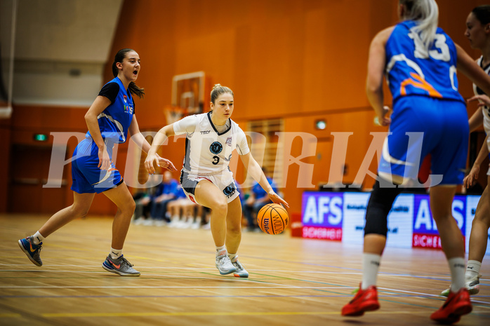 Basketball, Win2Day Basketball Damen Superliga 2023/24, Grunddurchgang 2.Runde, Vienna Timberwolves, DBB LZ OÖ, Ivona Pilic (15), Sara Solyom (3)