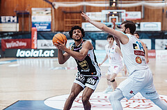 Basketball, Basketball Superliga 2023/24, Grunddurchgang 19.Runde, Oberwart Gunners, Gmunden Swans, Patrick Emilien (15), Daniel Koeppel (14)