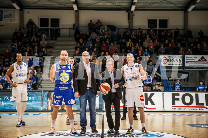 Basketball, Admiral Basketball Superliga 2019/20, Platzierungsrunde 3.Runde, Oberwart Gunners, Gmunden Swans, Ehrenaufwurf Energie Burgenland