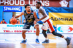 Basketball, Win2Day Superliga 2022/23, Grunddurchgang 18.Runde, Arkadia Traiskirchen Lions, OCS Swans Gmunden, Dwayne Lautier-Ogunleye (23), Davon Clare (0)