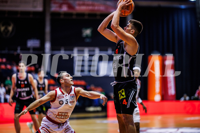 Basketball, Win2Day Superliga 2024/25, Grunddurchgang 10.Runde, BC Vienna, Fürstenfeld Panthers, Mustafa Hassan Zadeh (5), Armin Hrstic (4)