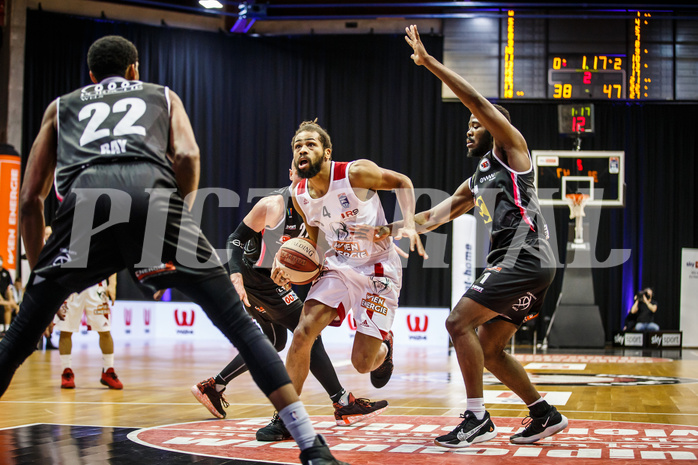 Basketball, bet-at-home Basketball Superliga 2020/21, Grunddurchgang 17.Runde, BC Vienna, Flyers Wels, Richaud Pack (4)