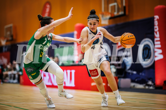 Basketball, Win2Day Basketball Damen Superliga 2023/24, Grunddurchgang 8.Runde, Vienna Timberwolves, UBI Graz, Simone Schwarzinger (7), Magdalena Schmidt (4)