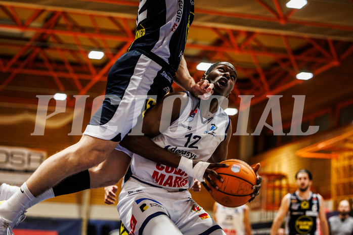Basketball, win2day Basketball Superliga 2024/25, Grunddurchgang Runde 18, BBC Nord Dragonz, Gmunden Swans, Peter Turay (12)