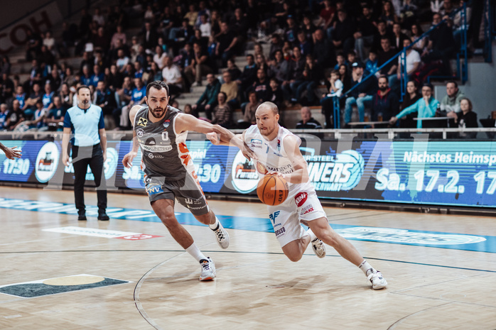 Basketball, Basketball Superliga 2023/24, Grunddurchgang 20.Runde, Oberwart Gunners, Klosterneuburg Dukes, Dragan Bjeletic (0), Sebastian Kaeferle (7)