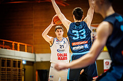 Basketball, win2day Basketball Superliga 2022/23, Grunddurchgang Runde 18, BBC Nord Dragonz, Vienna DC Timberwolves, Lukas Knor (21)