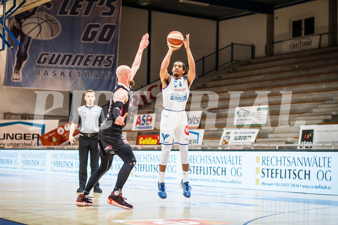 Basketball, bet-at-home Basketball Superliga 2020/21, Platzierungsrunde, 5. Runde, Oberwart Gunners, Flyers Wels, Lawrence Alexander (4) Basketball, bet-at-home Basketball Superliga 2020/21, Platzierungsrunde, 5. Runde, Oberwart Gunners, Flyers Wels, Lawrence Alexander (4)