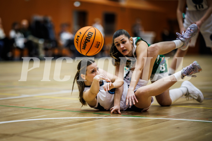 Basketball, Win2Day Basketball Damen Superliga 2023/24, Grunddurchgang 8.Runde, Vienna Timberwolves, UBI Graz, Lara Binder (9), Eva Fellner (8)