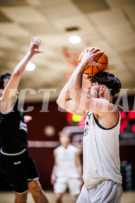 Basketball, Basketball Zweite Liga 2023/24, Grunddurchgang 17.Runde, Basket Flames, Union Deutsch Wagram Alligators, Leonardo Lovrin (29)