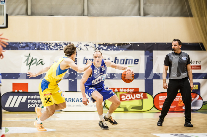 Basketball, bet-at-home Basketball Superliga 2021/22, Platzierungsrunde 9.Runde, SKN St. Pölten Basketball, Oberwart Gunners, Sebastian Käferle (7)