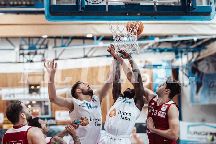 Basketball, Basketball Superliga 2023/24, Gunddurchgang 7. Runde, Oberwart Gunners, BC Vienna, Ivan Siriscevic (17), Daniel Koeppel (14), Trevion Lamar (10), Darko Bajo (13)