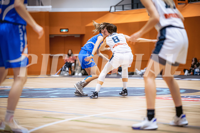 Basketball, Win2Day Basketball Damen Superliga 2022/23, Grunddurchgang 3.Runde, Vienna Timberwolves, DBB LZ OÖ, Lisa Ganhör (9), Aleksandra Novakovic (8)