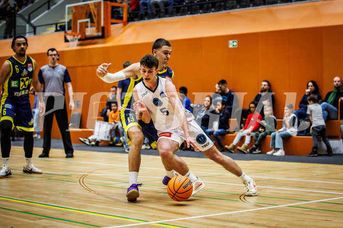 Basketball, Basketball Zweite Liga 2024/25, Grunddurchgang 17.Runde, Vienna Timberwolves, Future Team Steiermark, Phillip Bliem (13), Jakob Konzet (5)