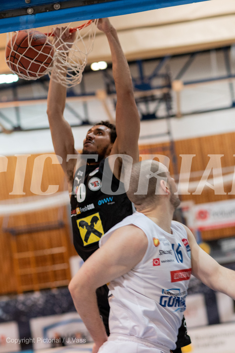 Basketball, win2day Basketball Superliga 2022/23, Grunddurchgang Runde 17, Oberwart Gunners, Flyers Wels, Chase Jeter (0)