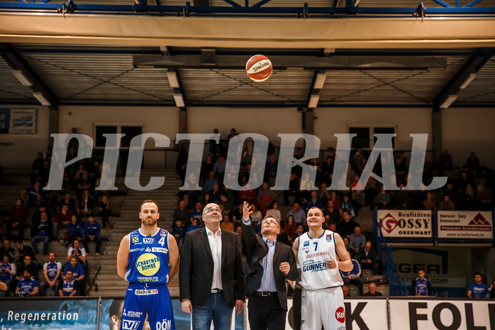 Basketball, Admiral Basketball Superliga 2019/20, Platzierungsrunde 3.Runde, Oberwart Gunners, Gmunden Swans, Ehrenaufwurf Energie Burgenland